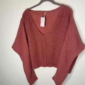 Free People Pink Off-the-Shoulder Sweater, Size (NWT)